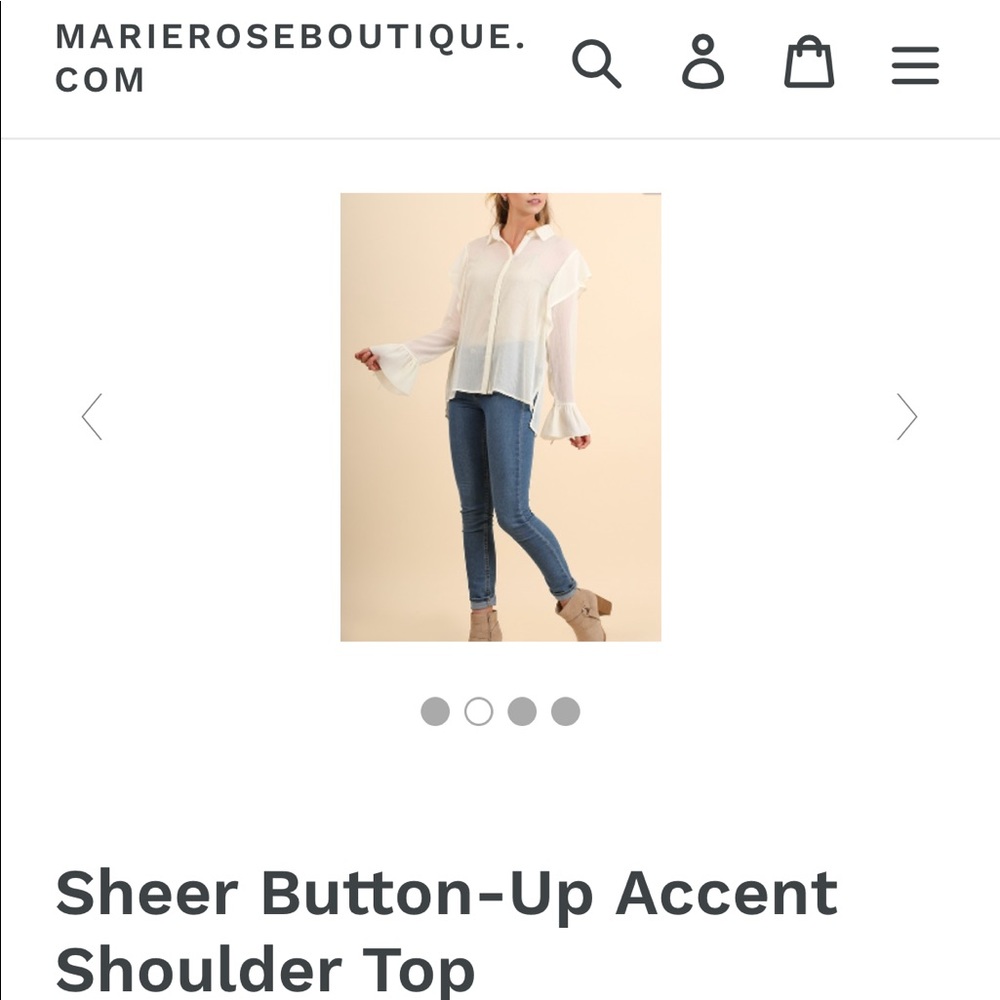 Sheer Button-Up Accent Shoulder Top